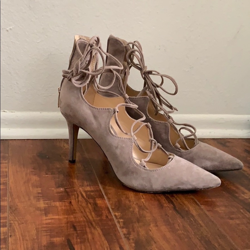 Vince Camuto Taupe Strap Heels/Pumps